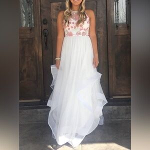 White long prom or wedding dress.  Size 5